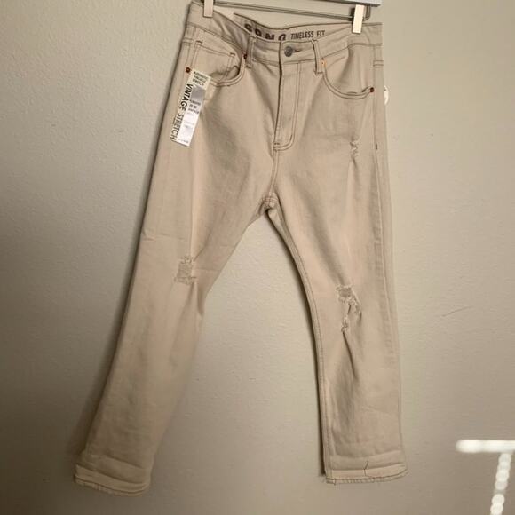 S.O.N.G High Rise Timeless Fit Cream Stretch Jeans - Picture 3 of 15